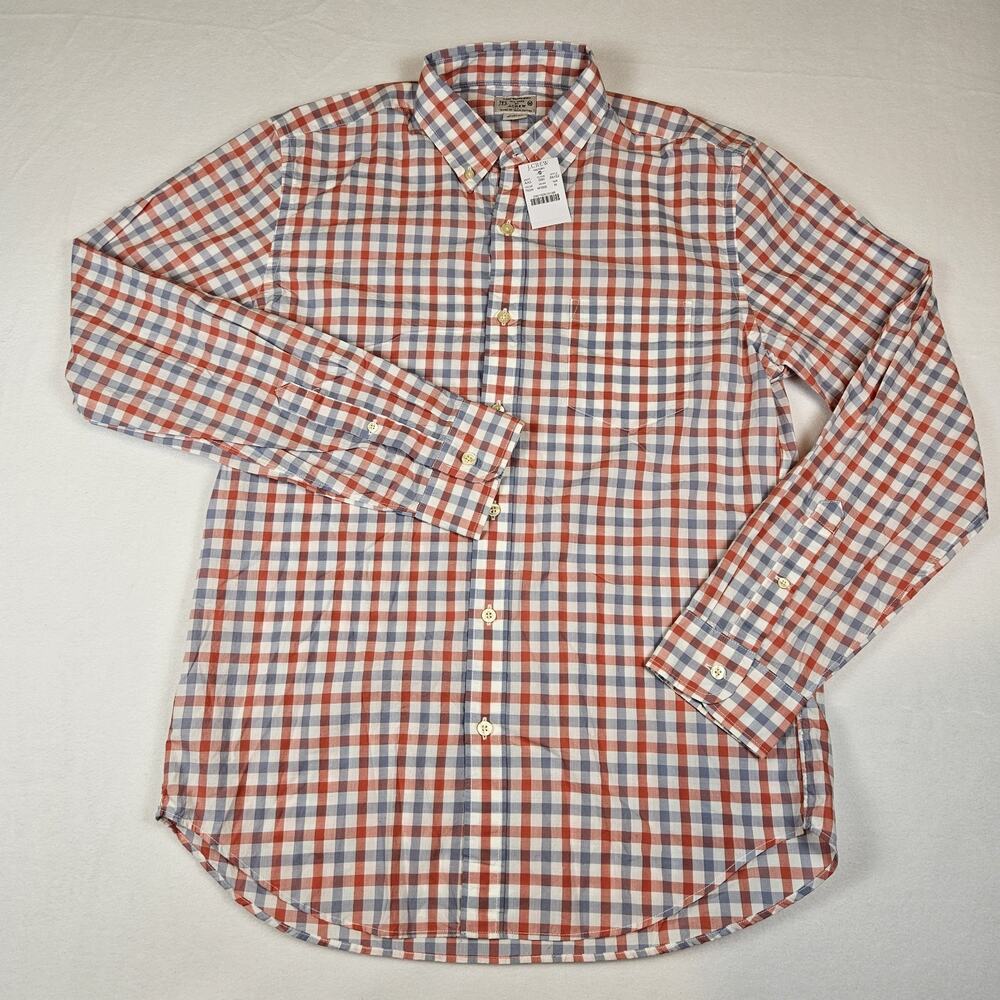 J.Crew Button Down Mens M Gingham Light Weight Shirt Long Sleeve Plaid Cotton - Picture 2 of 14